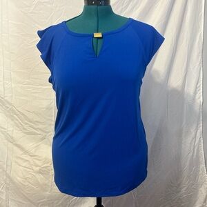 Liz Claiborne Royal Blue Blouse with Keyhole Detail